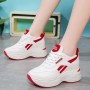 Thick Bottom Lace Up Low Cut Round Head Mesh Sneakers - Red