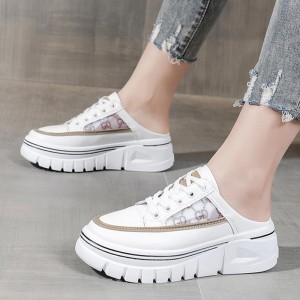 Comfort Round Toe Lace Up Low Top Sport Sneakers - Brown