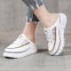 Comfort Round Toe Lace Up Low Top Sport Sneakers - Brown image