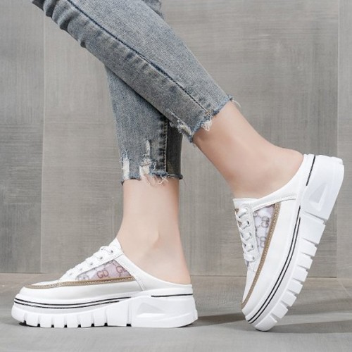 Comfort Round Toe Lace Up Low Top Sport Sneakers - Brown image