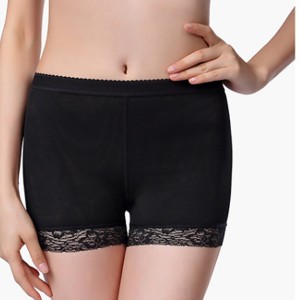 Lace High Waist Butt Padded Panties Shapewear Coreset - Black