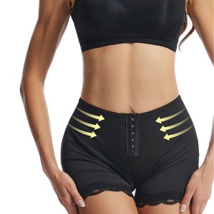 Adjustable Buttons Body Sculpting Lace Hip Lifting Corset - Black