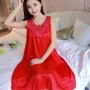 Luxury Camisole Shiny Lace Silky Swing Skirt Nightdress - Red
