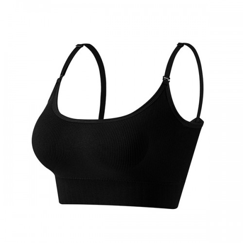 Sponge Mold Cup Sling Shape lingerie Camisole Women Bra - Black image