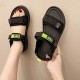 Comfortable Round Head Soft Bottom Women Sporty Sandals - Black image