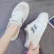 Breathable Canvas Open Heels Slip On Flat Lace Up Sneakers - Blue image
