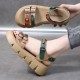 Roman Style Thick Bottom Buckle Closure Straps Sandals - Green image