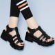 Platform Thick Bottom Buckle Closure Strappy Wedge Sandals - Black image