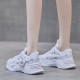 Breathable Flat Heel Lace Up Shallow Mouth Sports Sneakers - White image