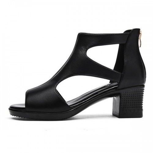 Soft Cross Border Zipper Closing Open Toe High Heel Sandals - Black image