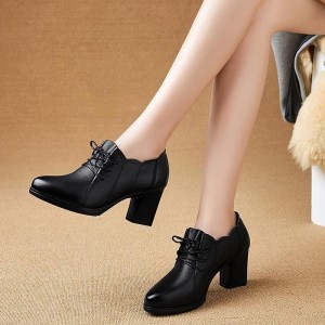 Comfortable Low Cut Soft Bottom High Heel Women Shoes - Black