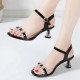 Comfortable Ankle Straps Floral Buckle Closure Fairy Heel Sandals - Black image