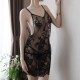 Comfort See Through Detail Lace Design Sleeveless Nightwear - Black image