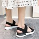 Comfy Open Toe Strappy Elastic Mesh Flat Sports Sandals - Black image