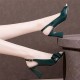 Stylish Peep Toe Buckle Closure High Heel Pumps Sandals - Green image
