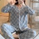 Comfortable Geometric Pattern Cardigan Pajamas Set Nightwear - Grey image