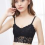 Camisole Mold Cup Lace Side Chest Pad Tube Top Sports Bra - Black