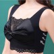 Fashionable Flower Lace Non Padded Elastic Shoulder Sports Bra - Black image