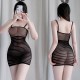 Elastic Lace Transparent Lingerie Tight Hip Skirt Women Bodysuit - Black image