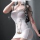 Explicit Mesh Lingerie Tight Hip Skirt Flower Design Bodysuit - White image