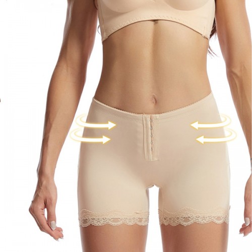 Adjustable Buttons Body Sculpting Lace Hip Lifting Corset - Cream image