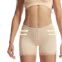 Adjustable Buttons Body Sculpting Lace Hip Lifting Corset - Cream