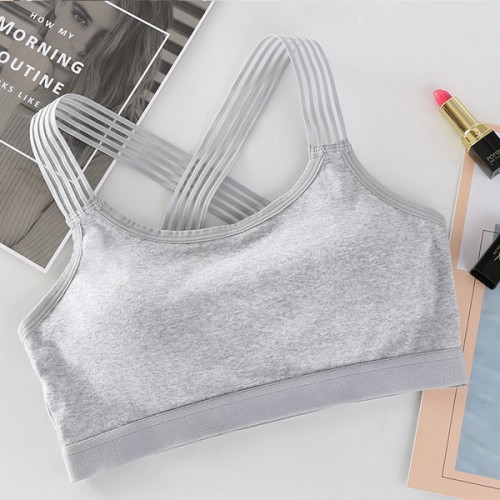 Breathable Running Gym Vest Top Cross Straps Padded Sports Bra - Grey image