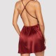 Baby Doll Nightgown V Neck Knot Front Chemise Nightwear - Red image