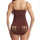 Elastic Breast Support Body Shaper Hip Lifting Bodysuit - Brown image
