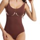 Elastic Breast Support Body Shaper Hip Lifting Bodysuit - Brown image