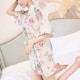 Elegant Robe Knotted Sheer Floral Printed Bathrobe Nightwear - Beige image