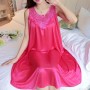Luxury Camisole Shiny Lace Silky Swing Skirt Nightdress - Deep Pink