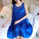 Luxury Camisole Shiny Lace Silky Swing Skirt Nightdress - Blue image