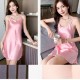 Comfortable Uniform Slim Silk Solid Color Women Nightwear - Pink image