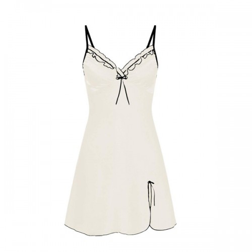 Solid Color Nightgown Sleeveless Shoulder Strap Nightwear - White image