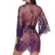 Luxury Mesh Cardigan Nightgown Baby Doll Nightwear - Purple image