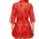 Luxury Mesh Cardigan Nightgown Baby Doll Nightwear - Red image