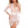 Luxury Mesh Cardigan Nightgown Baby Doll Nightwear - White