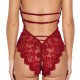 Scalloped Strappy Lace Floral Detail Sleep Lingerie Bodysuit - Red image