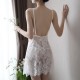 Comfort See Through Detail Lace Design Sleeveless Nightwear - White image