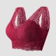 Comfort Lace Crop Top Padded Tank Top V Neck Bustier Bra - Red image
