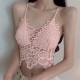 Solid Color Mold Cup Camisole Lace Design Tank Top Lingerie Bra - Pink image