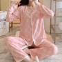 Comfortable Geometric Pattern Cardigan Pajamas Set Nightwear - Pink
