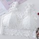 Breathable Seamless Thin Mold Cup Wrap Floral Lace Design Bra - White image