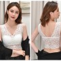 Breathable Seamless Thin Mold Cup Wrap Floral Lace Design Bra - White