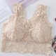 Breathable Seamless Thin Mold Cup Wrap Floral Lace Design Bra - Cream image