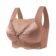 Fashionable Flower Lace Non Padded Elastic Shoulder Sports Bra - Brown image