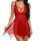 Women's Thong Lingerie Lace Sleepwear Mesh Nightwear - Red image