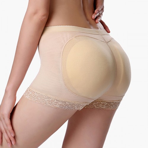 Buy Lace High Waist Butt Padded Panties Shapewear Coreset - Cream, Fashion