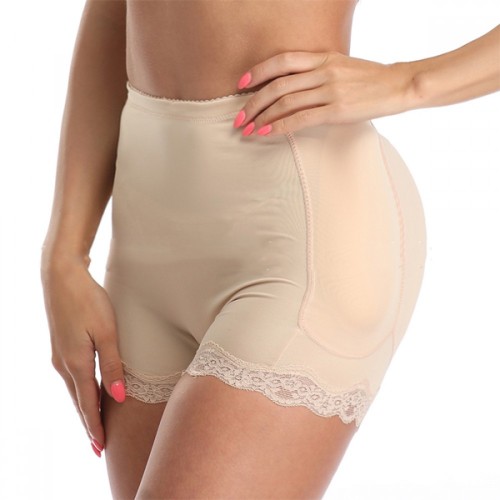 Lace High Waist Butt Padded Panties Shapewear Coreset - Cream image